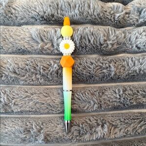 Vibrant Beaded Pen with Yellow and Green Accents